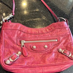 Burgundy Balenciaga crossbody with convertible strap